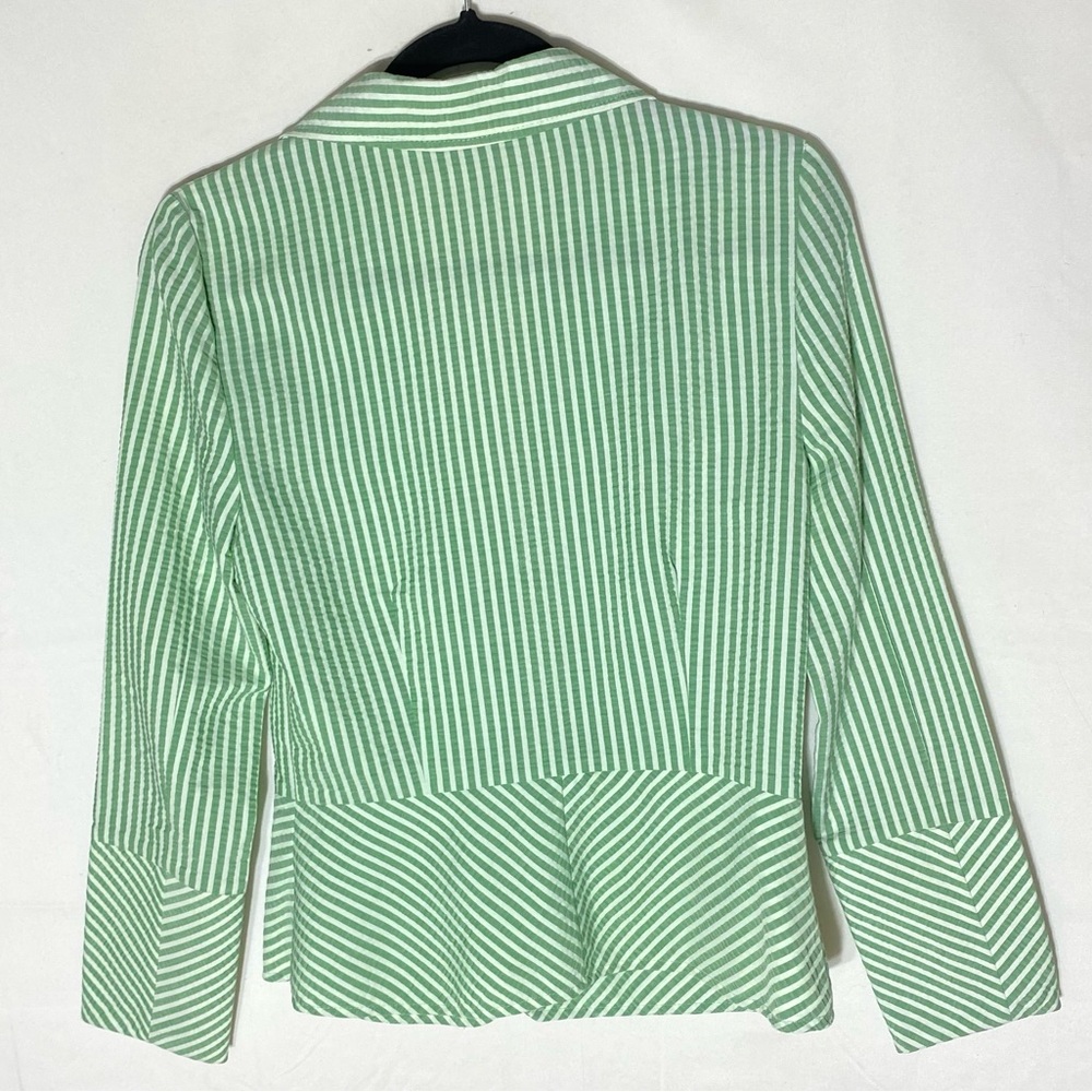 Vintage Fidel Green Striped Seersucker Cotton Blazer Jacket 4 Twee Coastal - Picture 15 of 16